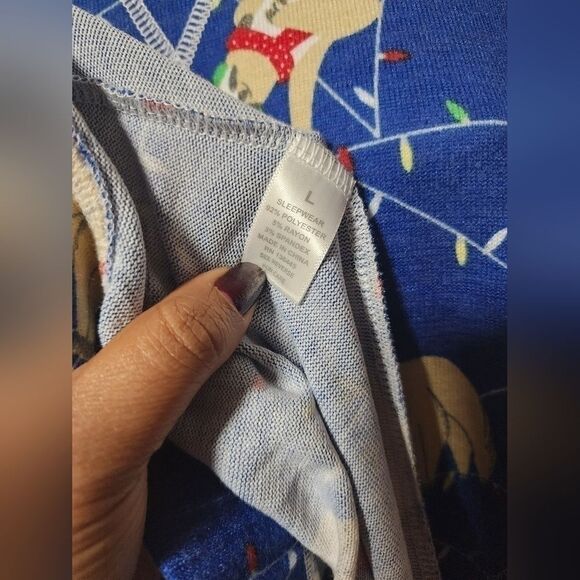 Women's Printed Hacci Pajamas & Sleep Mask Set Size Large - Picture 7 of 9